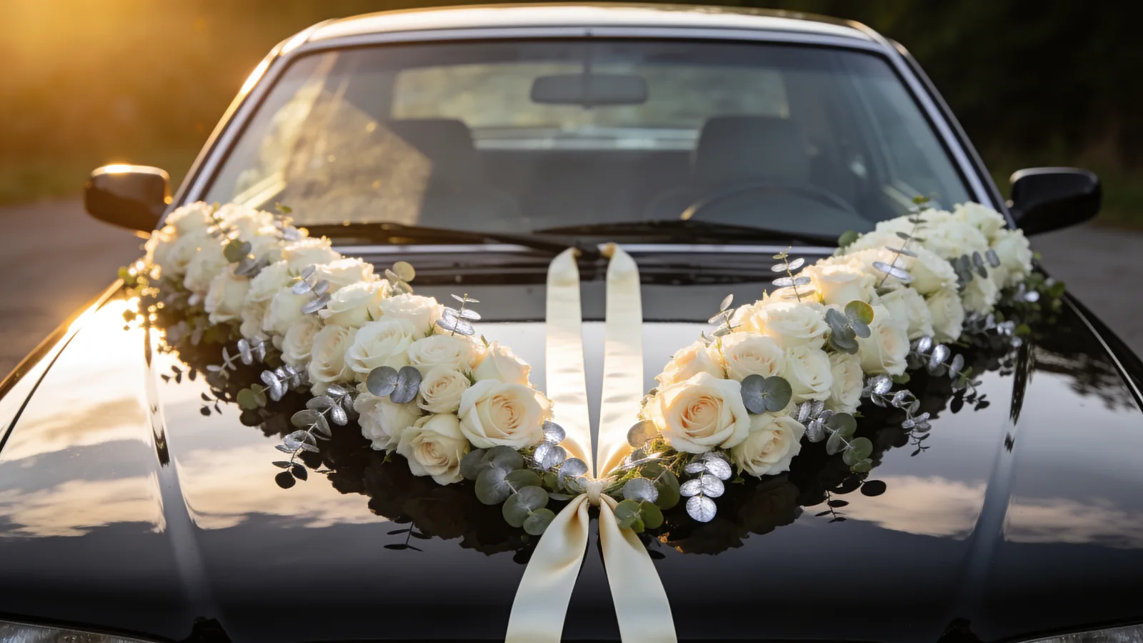 Autoschmuck: Girlande mit Schleife