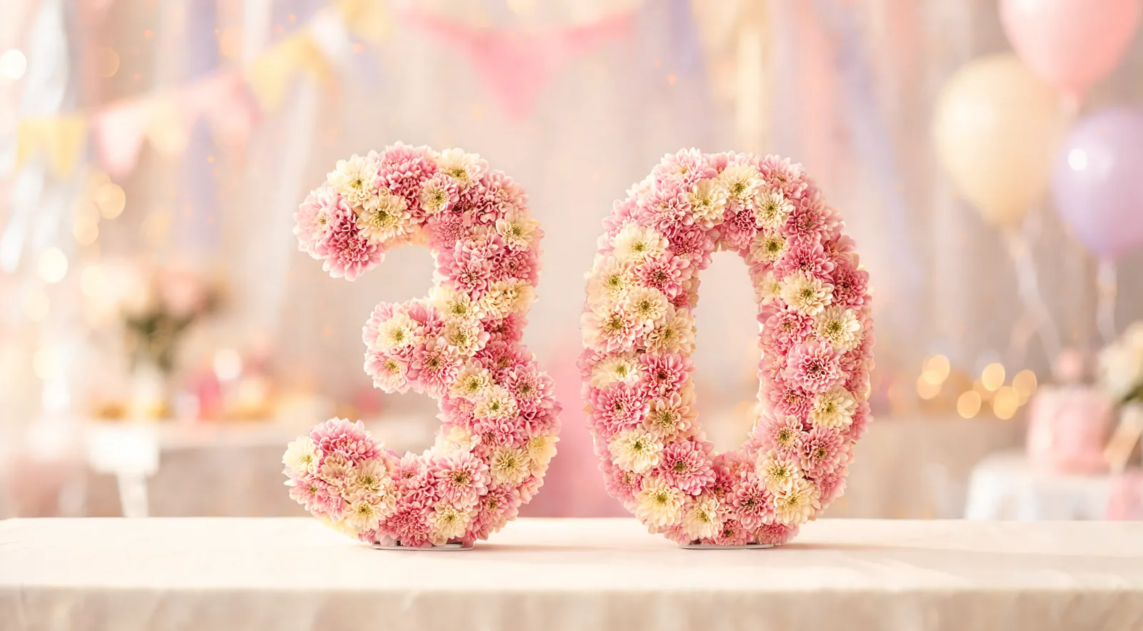 Zahl aus Blüten für den runden Geburtstag