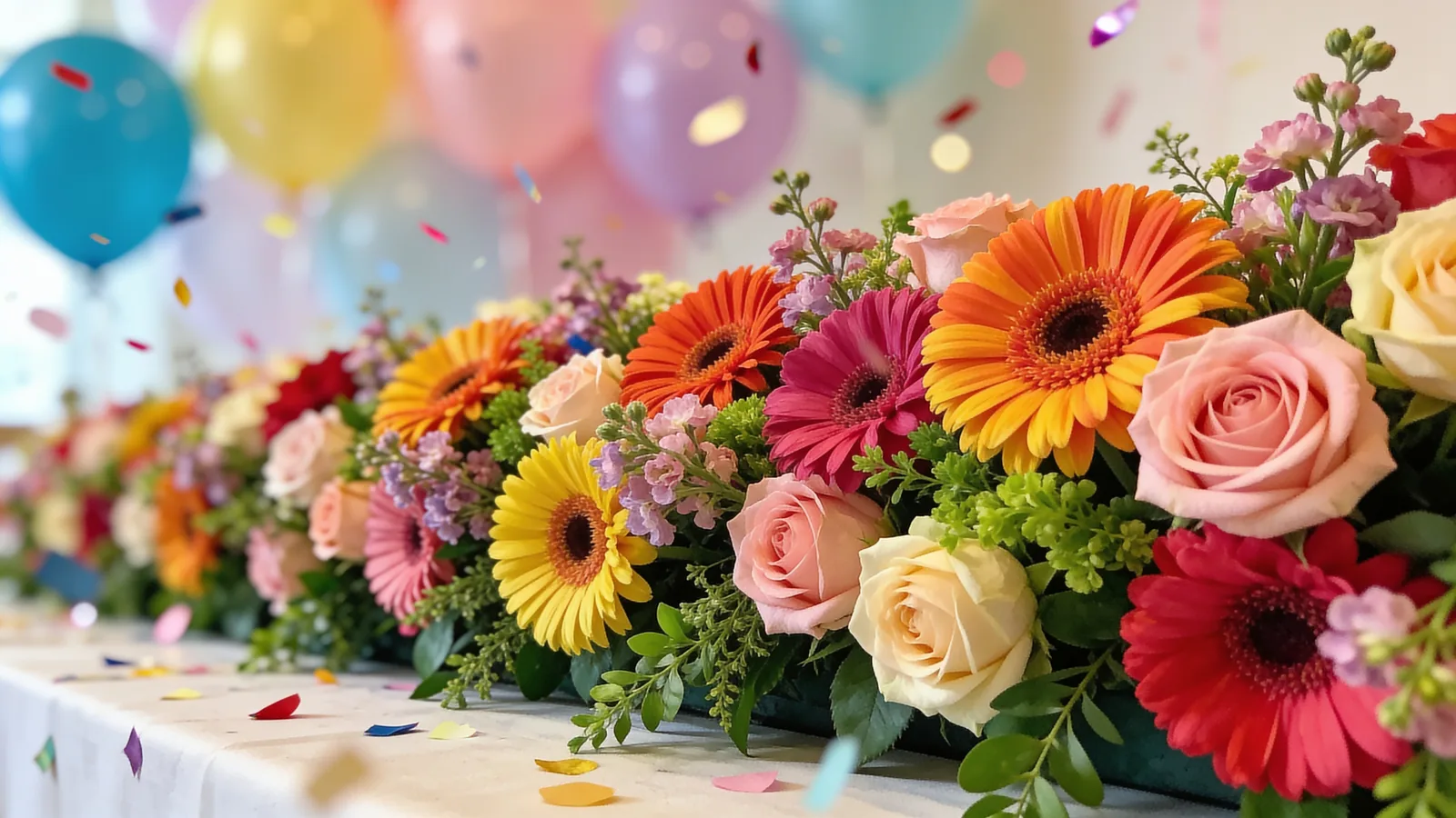 Blumengirlande für die Partytafel