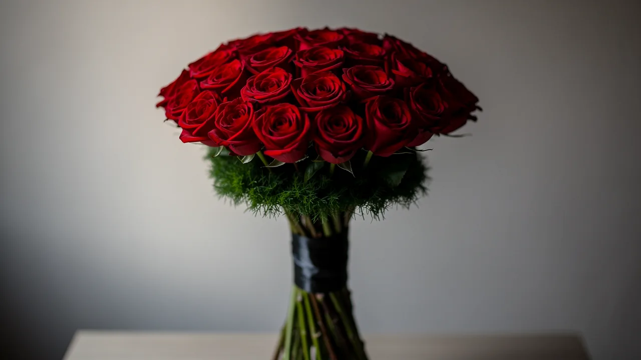 Rote Rosen, dicht gebunden